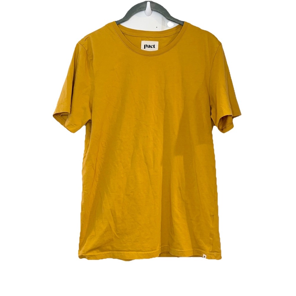 Pact Size S Organic Cotton Mustard Yellow Crew Neck t-shirt Short Sleeve Top